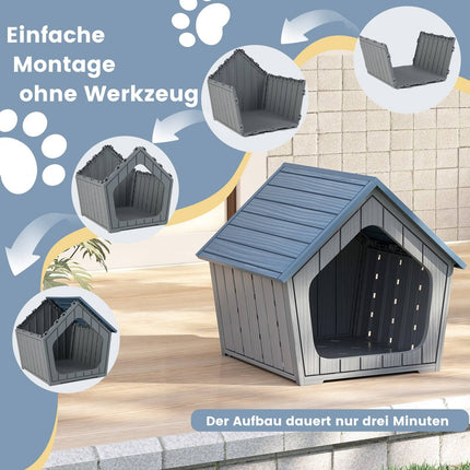 Weatherproof Plastic Cat House with Ventilation & Sloped Roof