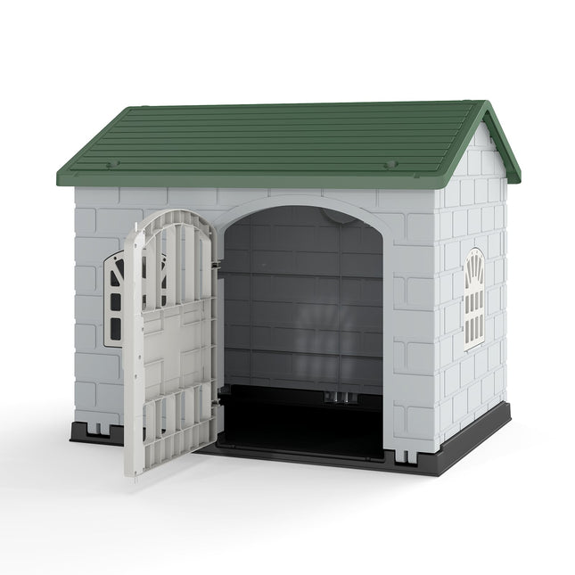 Weatherproof Plastic Dog House with Lockable Door
