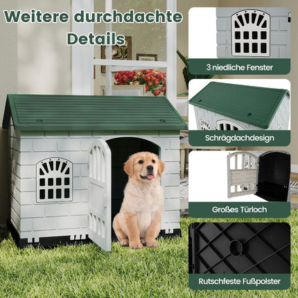 Weatherproof Plastic Dog House with Lockable Door