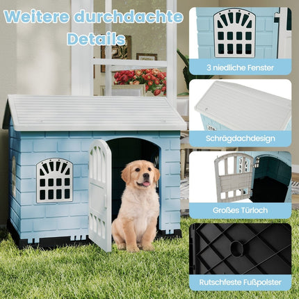 Weatherproof Plastic Dog House with Lockable Door
