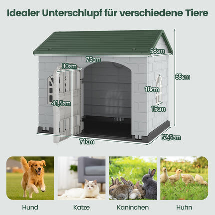 Weatherproof Plastic Dog House with Lockable Door
