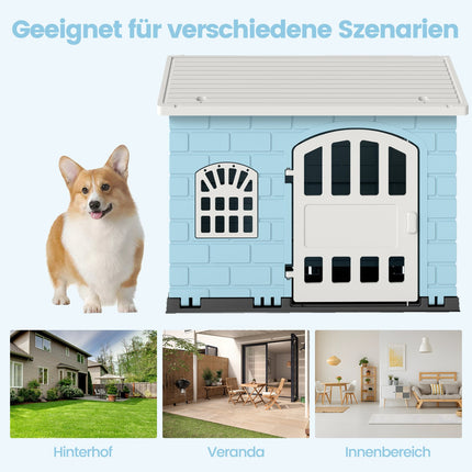 Weatherproof Plastic Dog House with Lockable Door