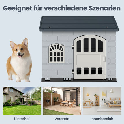 Weatherproof Plastic Dog House with Lockable Door