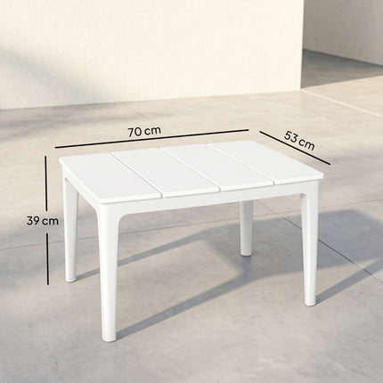 Weatherproof Plastic Outdoor Side Table, 70x53 cm, 35 kg Capacity