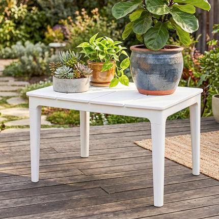Weatherproof Plastic Outdoor Side Table, 70x53 cm, 35 kg Capacity