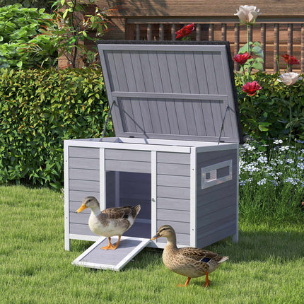 Weatherproof Wooden Duck House with Removable Floor, 93x70x72cm