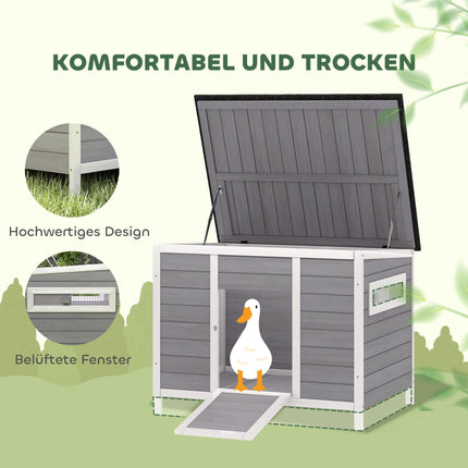 Weatherproof Wooden Duck House with Removable Floor, 93x70x72cm