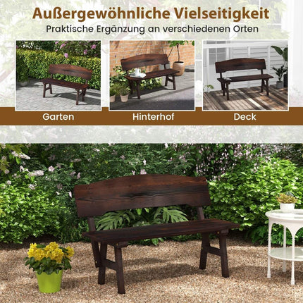 Weatherproof garden bench with backrest can hold up to 325 kg. Park bench seat 120 x 51 x 78 cm