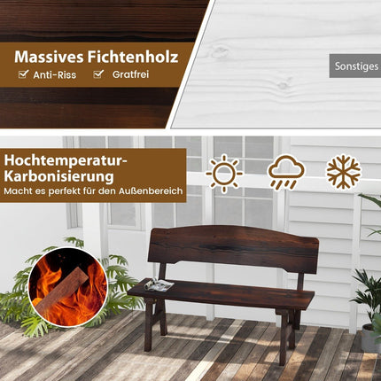 Weatherproof garden bench with backrest can hold up to 325 kg. Park bench seat 120 x 51 x 78 cm