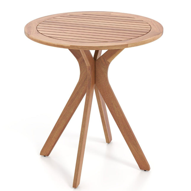 Weatherproof garden table made of acacia wood Round wooden table Side table Balcony table Bistro table