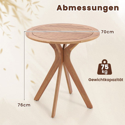 Weatherproof garden table made of acacia wood Round wooden table Side table Balcony table Bistro table