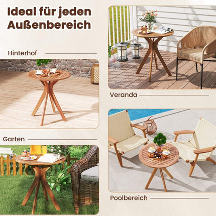 Weatherproof garden table made of acacia wood Round wooden table Side table Balcony table Bistro table