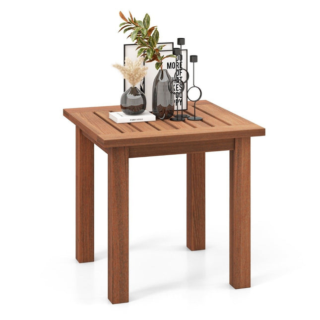 Weerbestendige bijzettafel van massief hout met lattenbodem tuintafel 44,5 x 44,5 x 43 cm