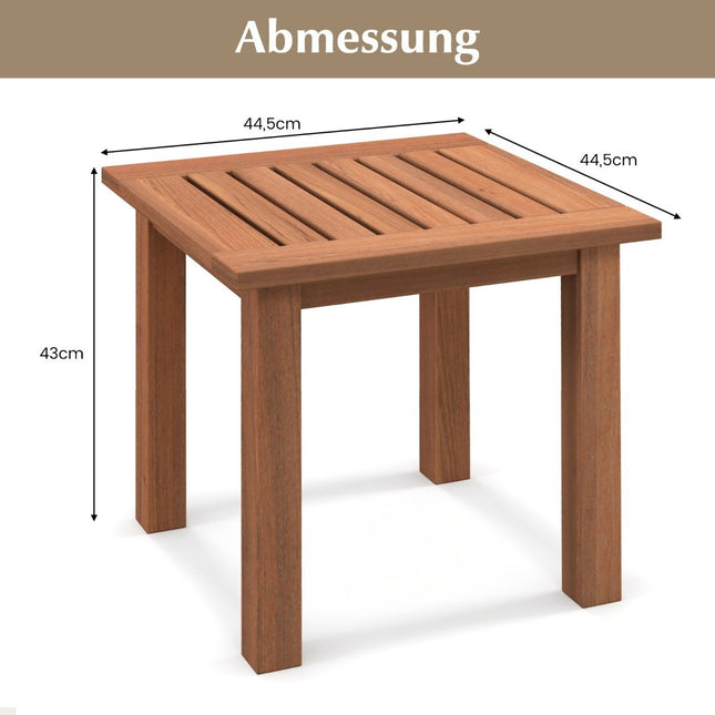 Weerbestendige bijzettafel van massief hout met lattenbodem tuintafel 44,5 x 44,5 x 43 cm