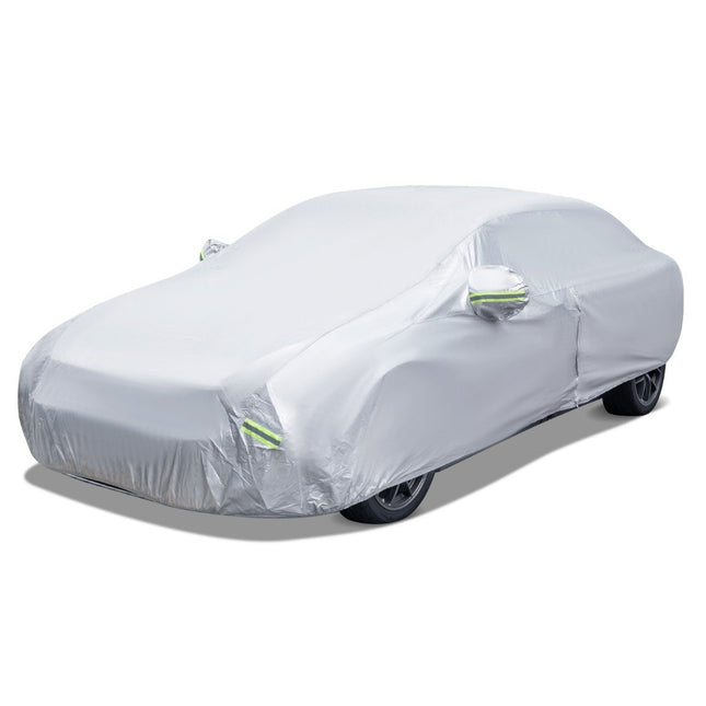 Weerbestendig afdekzeil voor voertuigen autohoes met ritssluiting 431 x 160 x 115 cm zilver