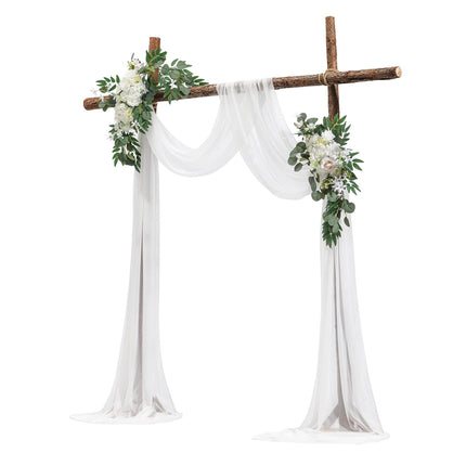 Wedding Arch Flowers Kit, White Silk, 21 ft Drape, 3-Piece