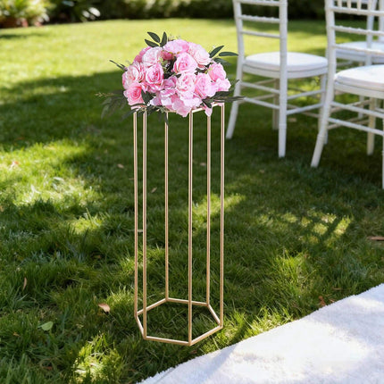 Wedding Flower Stand Set, 10-Pack 31.5-Inch Gold Hexagonal