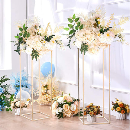 Wedding Flower Stand Set, 31.5in Gold Metal Column, 2 Pack