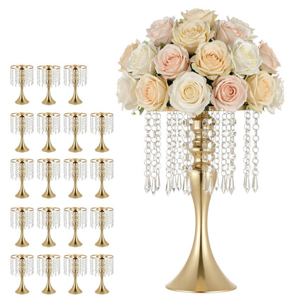 Wedding Flower Vase Set, 20-Pack 33.5 cm Gold Crystal