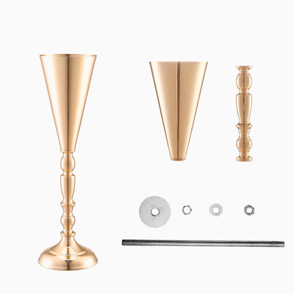 Wedding Trumpet Vase Set, 10 Pack, 43 cm Gold Metal