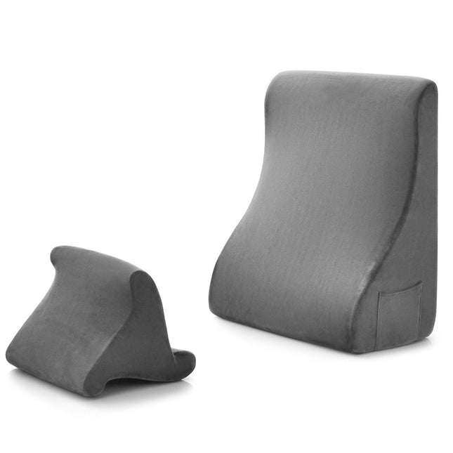 Wedge pillow set ergonomic back pillow with side pockets and washable cover support pillow for neck 47.5 x 23.5 x 54 cm gray