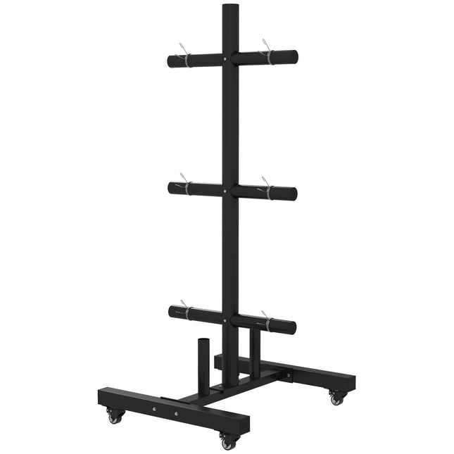 Weight plate rack with wheels - 6 bar, steel, 200 kg capacity