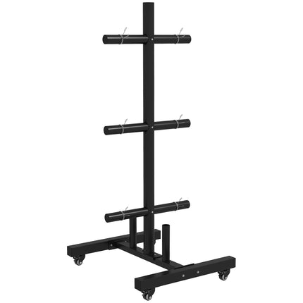 Weight plate rack with wheels - 6 bar, steel, 200 kg capacity