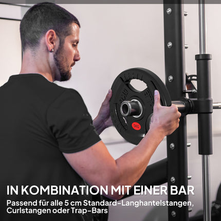 Weight Plates Set, 2 x 5 kg, 5 cm Barbell Fit, Black