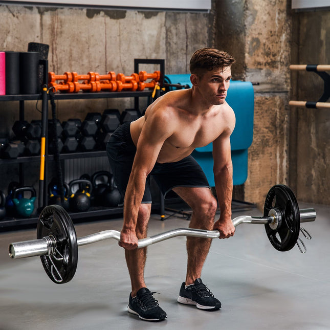 A pair of 5kg rubber Olympic Tri-Grip weight plates