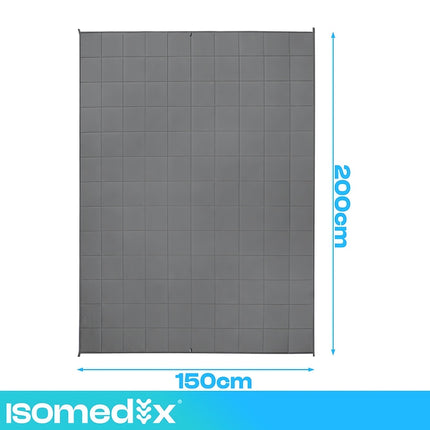 Weighted Blanket 7 kg 200 x 150 cm with 15 x 15 cm Pockets, Grey, Cotton Cover