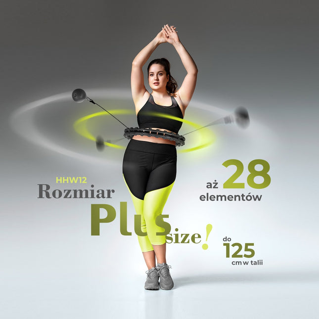 Weighted Hula Hoop with Waist Support, Black, Plus Size