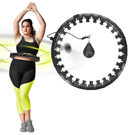 Weighted Hula Hoop with Waist Support, Black, Plus Size