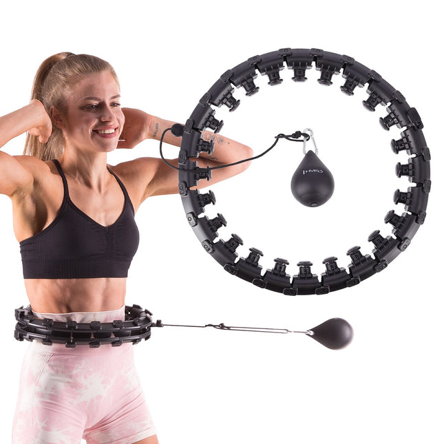 Weighted Hula Hoop with Waist Support, Black & Red