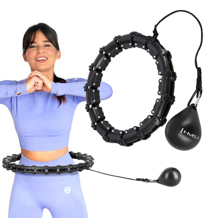 Weighted Hula Hoop with Waist Support, Black/Red