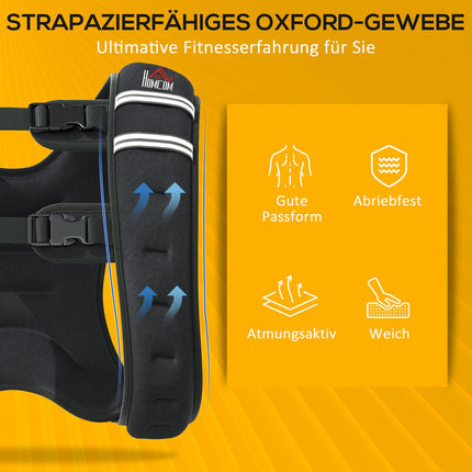 Weighted vest 10 kg adjustable strength training, black