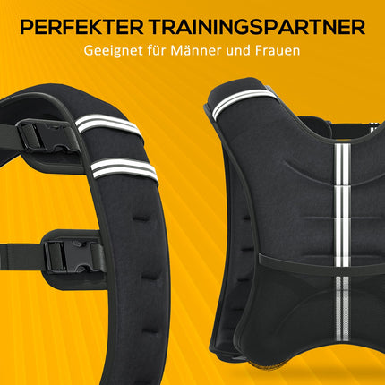 Weighted vest 10 kg adjustable strength training, black
