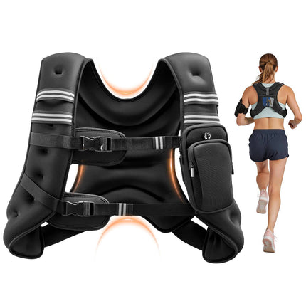 Weighted Vest 20 lb, Reflective Stripes, Adjustable Straps