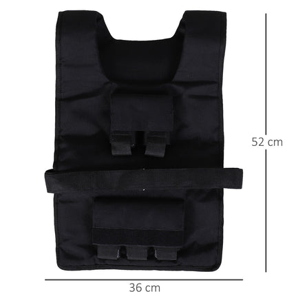 Adjustable 20 kg training vest - Oxford Material, Black