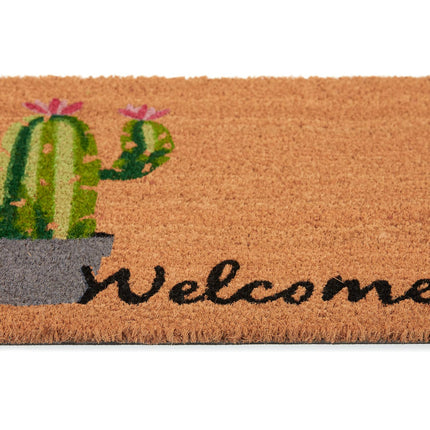 Welcome &amp; Cactus doormat in coconut