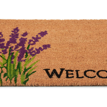 Welcome &amp; Lavender door mat in coconut