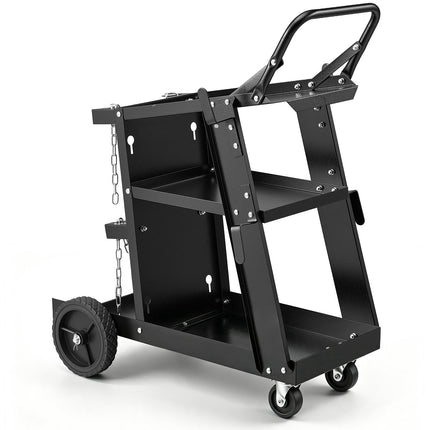 Welding Cart, 3-Tier, 400 lb Capacity, Swivel Wheels