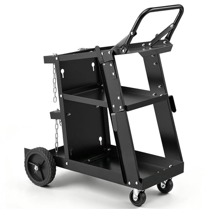 Welding Cart, 3-Tier, 400 lb Capacity, Swivel Wheels