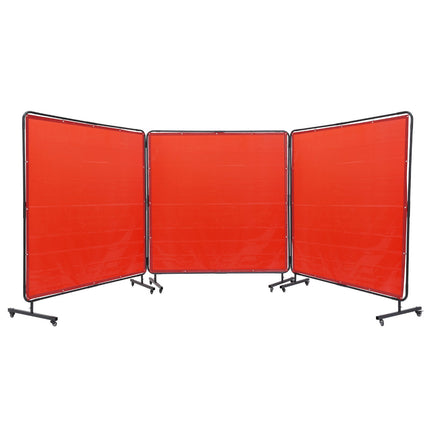 Welding Screen With Frame, 3-Panel 6x6 ft, Flame-Resistant
