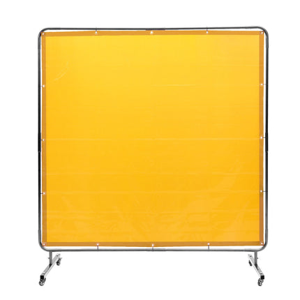 Welding Screen With Frame, 6x6 Ft, Wheeled, Yellow