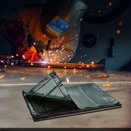 Welding Screen With Frame, 6x8 Ft, Locking Wheels