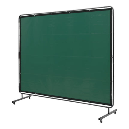 Welding Screen With Frame, 6x8 Ft, Locking Wheels