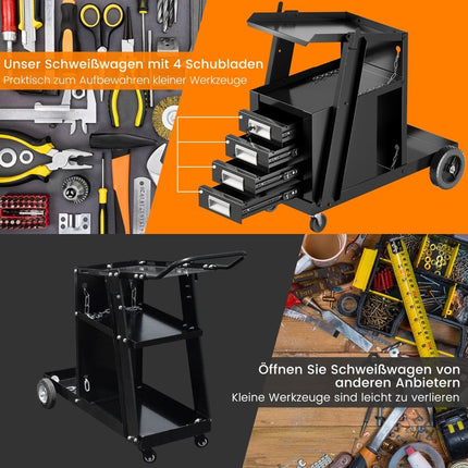Welding trolley with 4 drawers & gas bottle holder 71 x 38 x 71 cm black