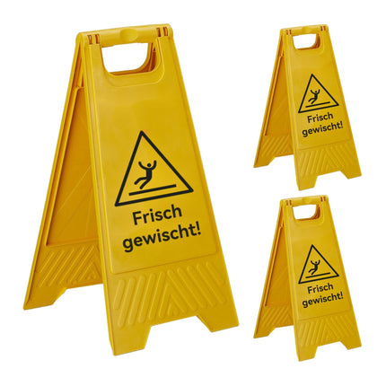 Wet Floor Sign Set, 3-Pack, Folding, Double-Sided