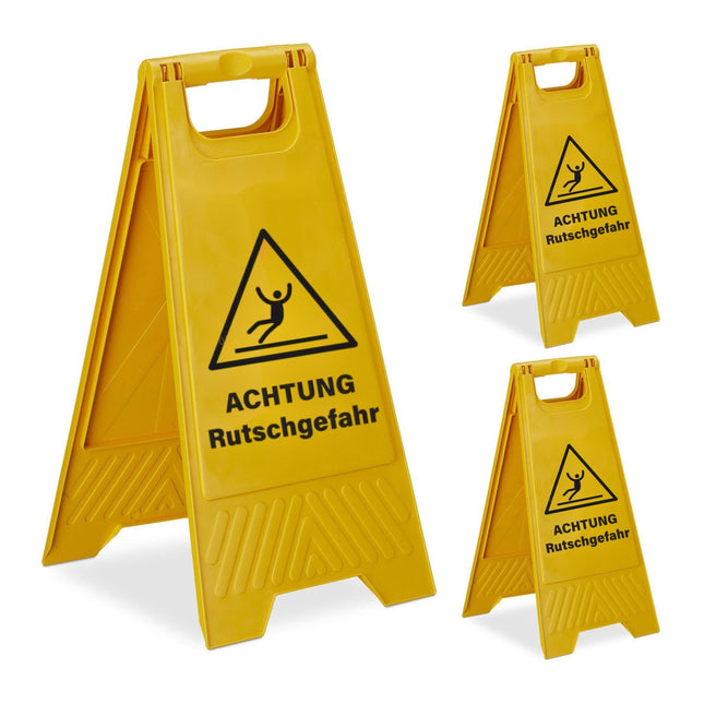 Wet Floor Warning Sign Set, Foldable, 3-Pack