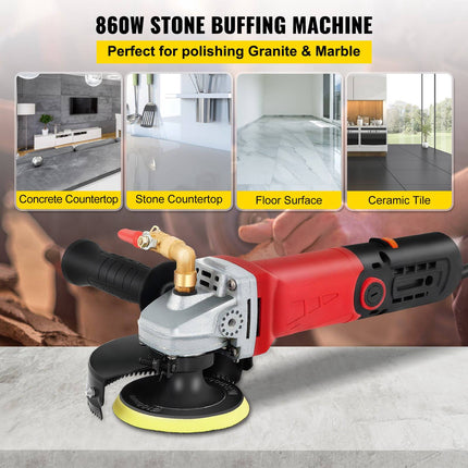 Wet Polisher Grinder 860W, Variable Speed, 8-Pad Kit
